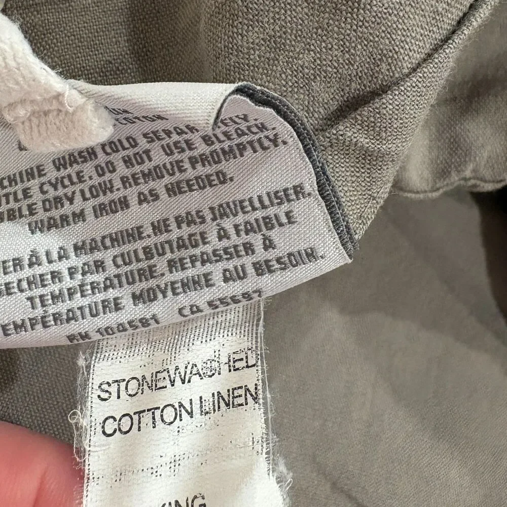 RH Restoration Hardware Stone Washed Cotton Linen King Duvet Cover Gray